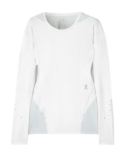 On Shoes White Paneled Mesh And Stretch-Jersey T-Shirt