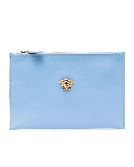 Versace Blue Medusa-Plaque Clutch Bag for men