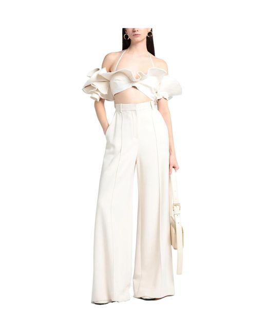 Jacquemus White Cropped Solid-Color Top