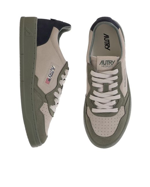 Autry Gray Medalist Panelled Suede Sneakers for men