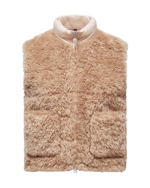 Moncler Planeze Teddy Down Gilet in Natural | Lyst