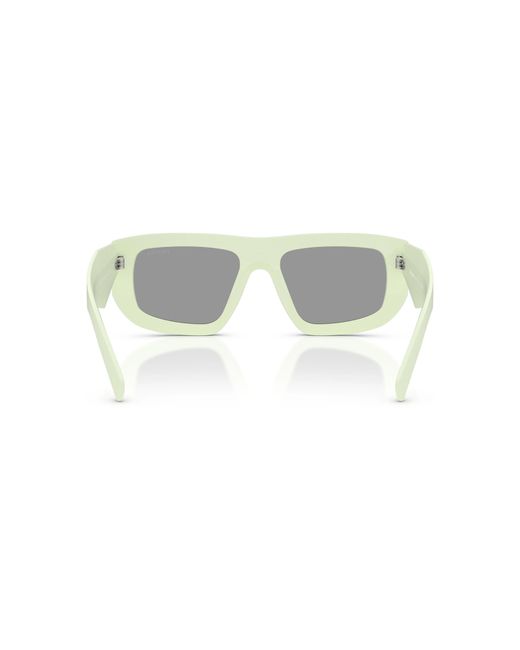 Prada White Eyewear Triangle Logo Geometric Frame Sunglasses for men