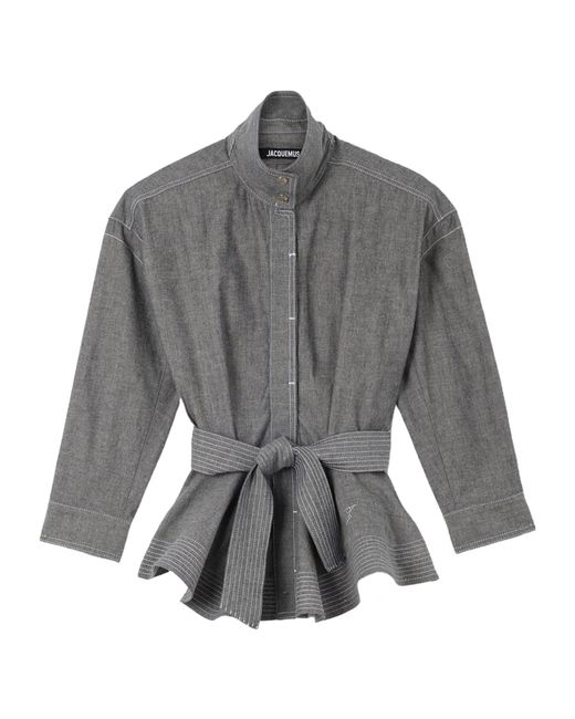 Jacquemus Gray Belted Peplum Jacket