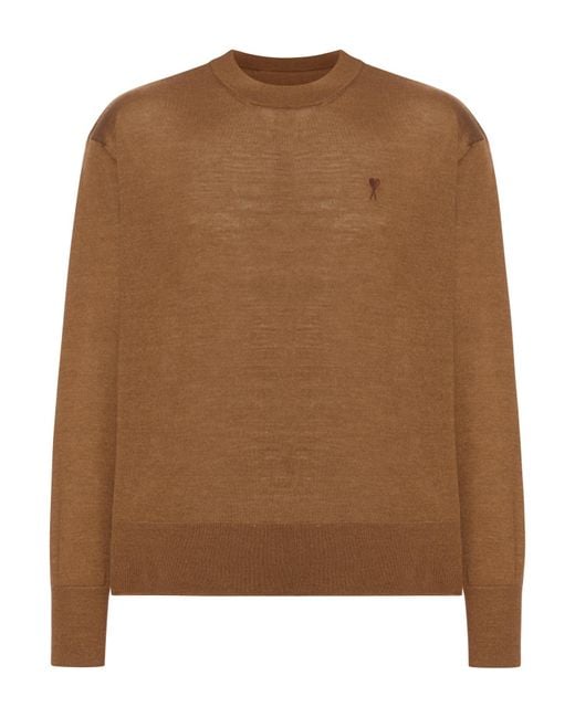 AMI Brown Ami De Coeur Sweater for men