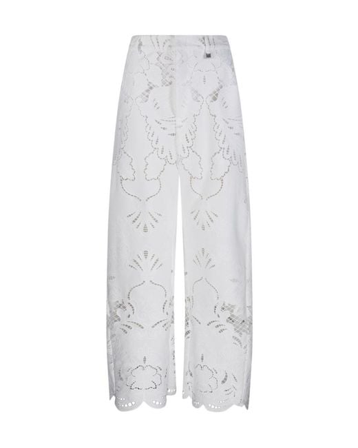 GIUSEPPE DI MORABITO White Broderie Wide-Leg Pants