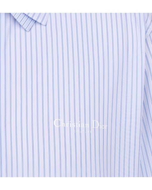 Dior Blue Homme Striped Collared Long-Sleeve Shirt for men