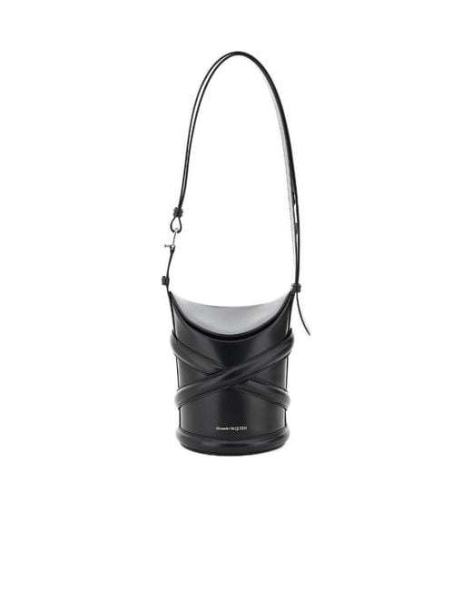 McQueen White Curve Small Bucket Bag