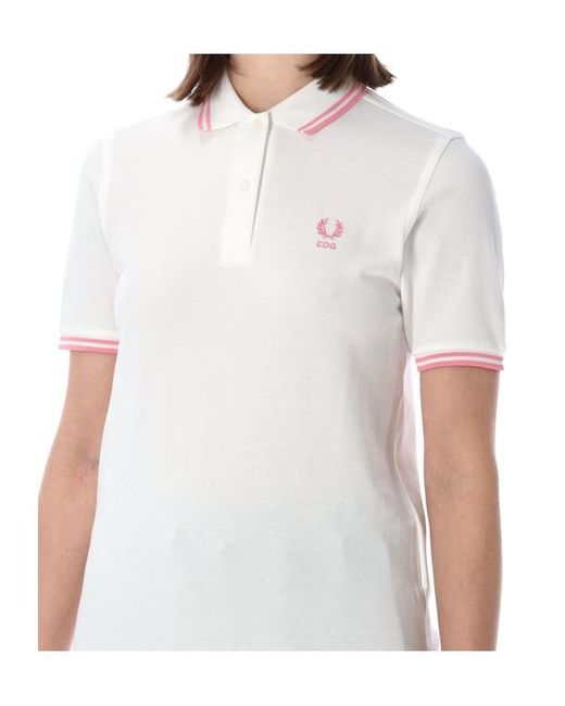 Comme des Garçons White X Fred Perry Logo-Embroidered Polo Shirt