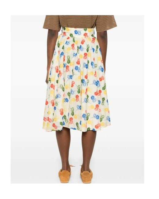 Bode White Flower Stamp Midi Dress