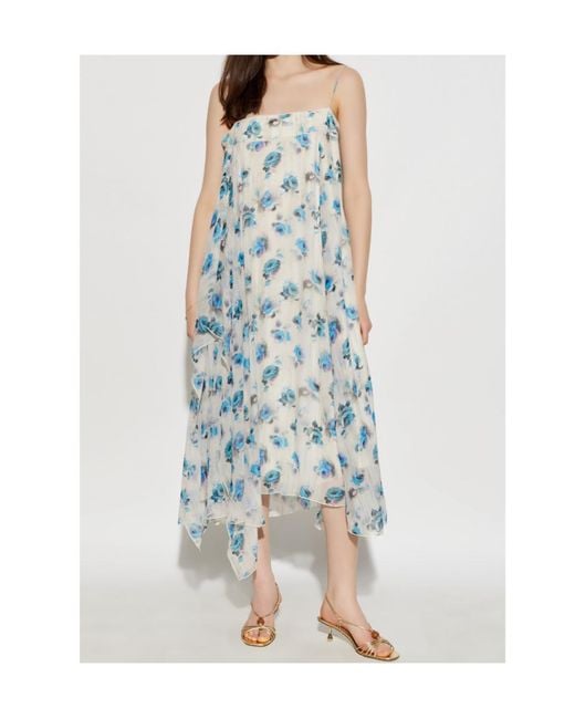 Tory Burch Blue Printed Silk Dress