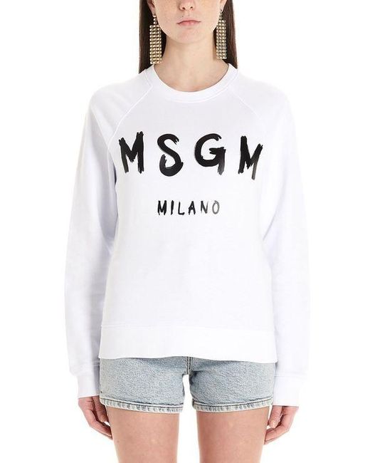 MSGM White Logo Details Hoodie