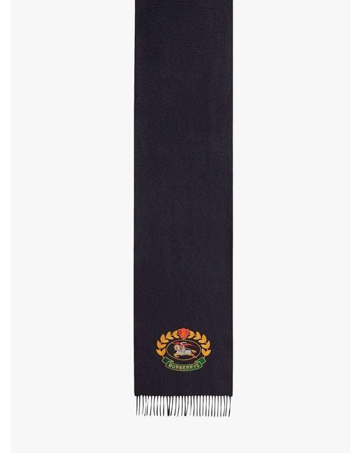 Burberry Black Logo Embroidered Scarf for men