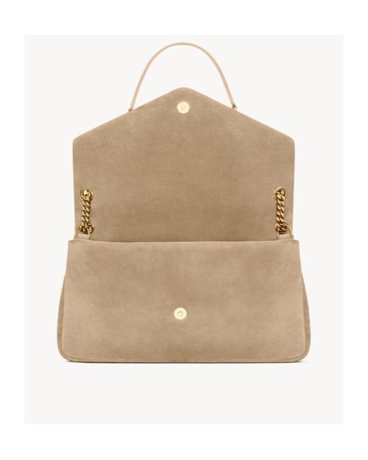 Saint Laurent Natural Calypso Logo Plaque Large Shoulder Bag
