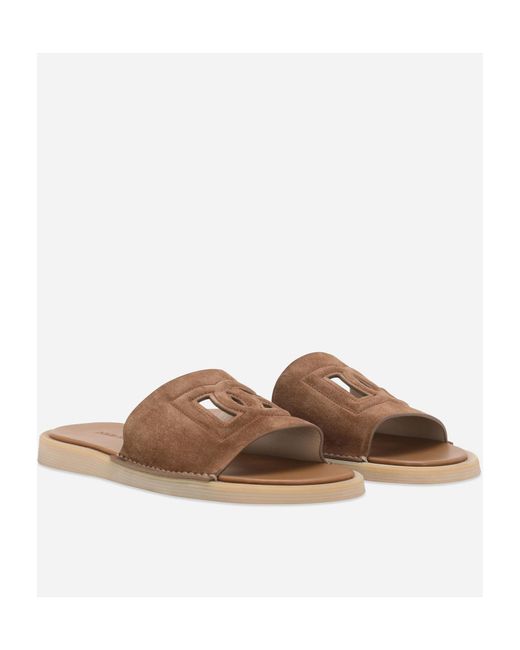 Dolce & Gabbana Brown Suede Slides for men