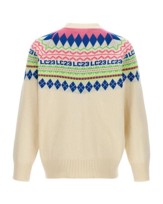 LC23 White Long-Sleeved Rib Sweater for men