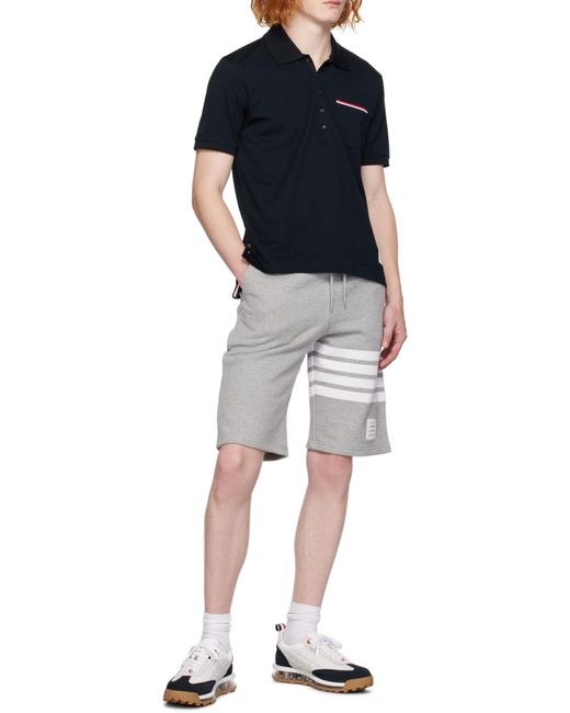 Thom Browne Blue Rwb Short-Sleeved Polo Shirt for men
