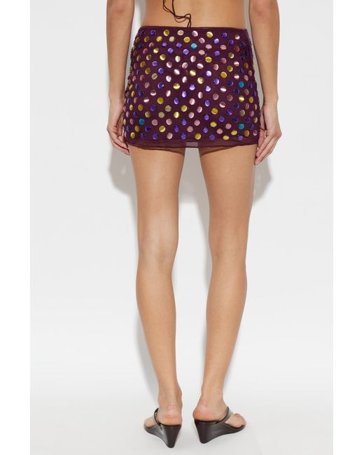 Oseree Purple Mesh Skirt