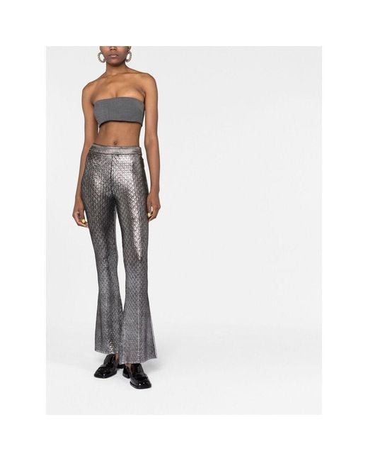 Rabanne Gray All-Over Patterned Flared Trousers