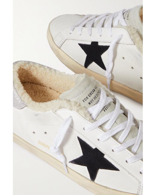 Golden Goose Deluxe Brand Gray Super-Star Shearling-Lined Distressed Suede And Leather Sneakers