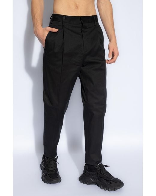 DSquared² Black Pleated Front Trousers for men