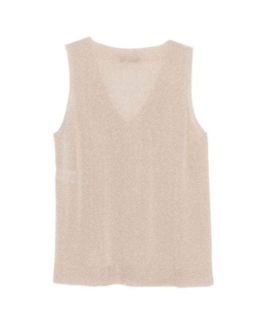 D.exterior Natural V-Neck Sleeveless Top