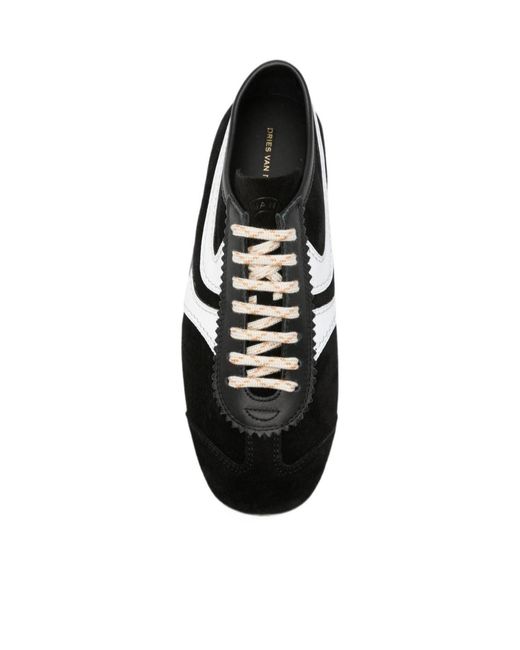 Dries Van Noten Black Round-Toe Sneakers