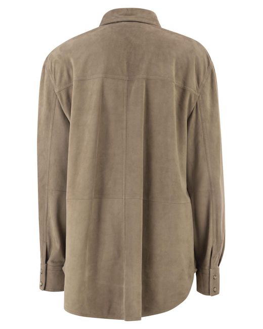 Brunello Cucinelli Brown Patch Pocket Suede Overshirt