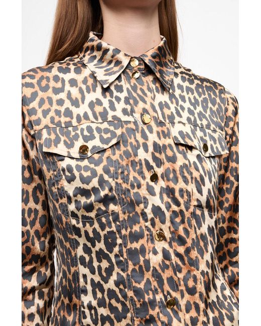 Ganni Multicolor Leopard Printed Long-Sleeved Shirt