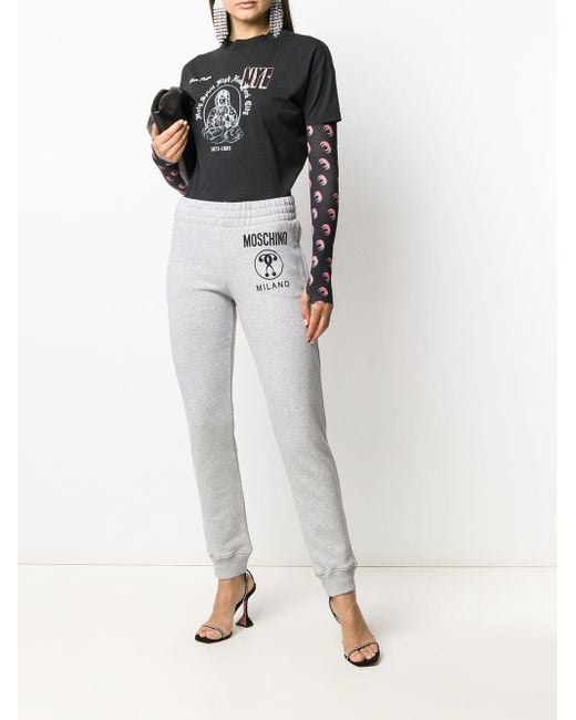 Moschino White Logo Printed Sweatpants