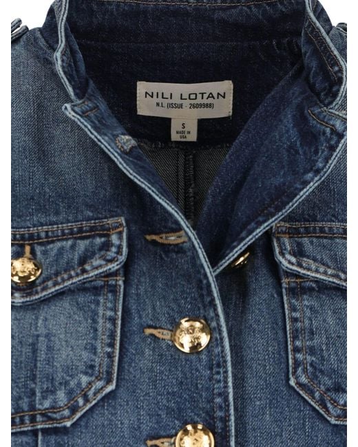 Nili Lotan Blue Button Long Sleeve Denim Jacket