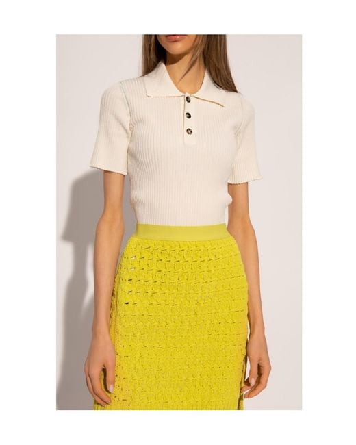 Bottega Veneta Natural Short Sleeved Polo Shirt