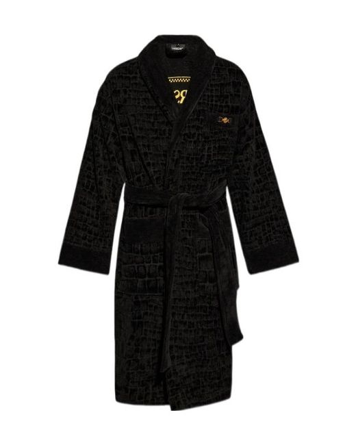Versace Black Long-Sleeved Bathrobe for men
