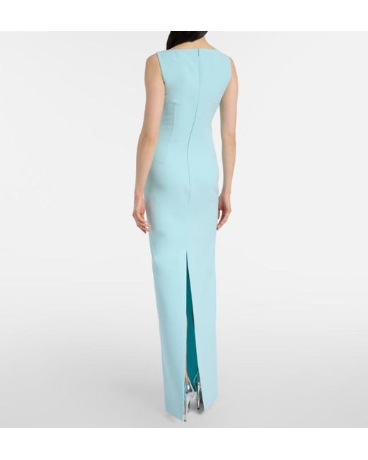 Roland Mouret Blue Floral-Applique Gown