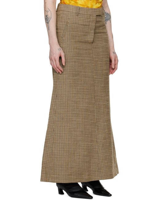 Acne Natural Checked Maxi Skirt