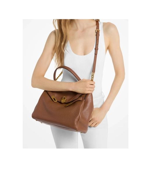MICHAEL Michael Kors Brown Hamilton Large Textured Leather Slouchy Satchel