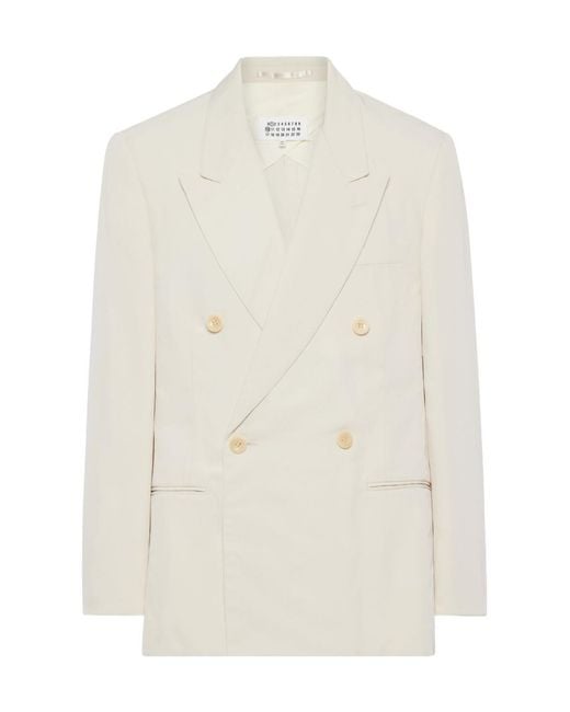 Maison Margiela White Double-Breasted Blazer for men