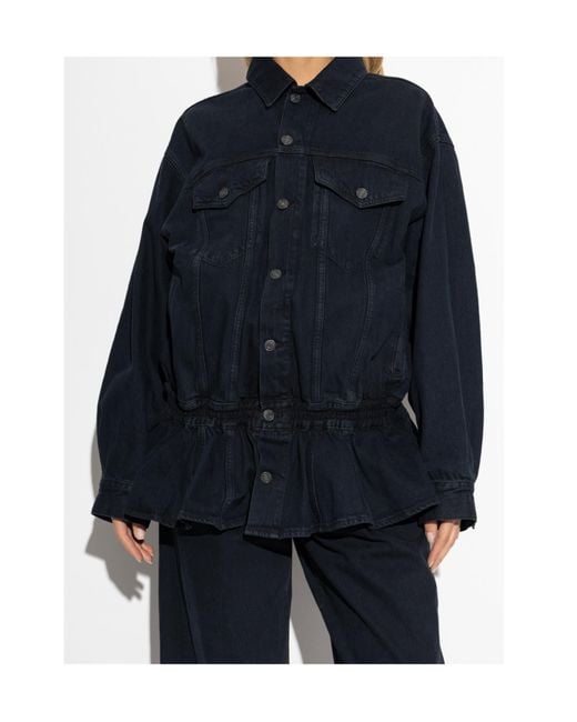 Agolde Blue Peplum Denim Jacket