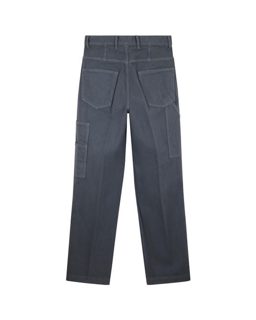 Dries Van Noten Blue Pressed Crease Trousers for men