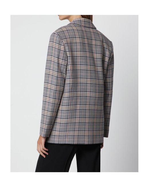 Anine Bing Gray Checked Oversized Blazer
