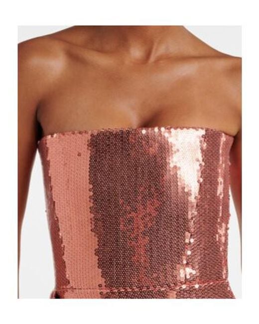 Alex Perry Red Draped Sequined Corset Dress