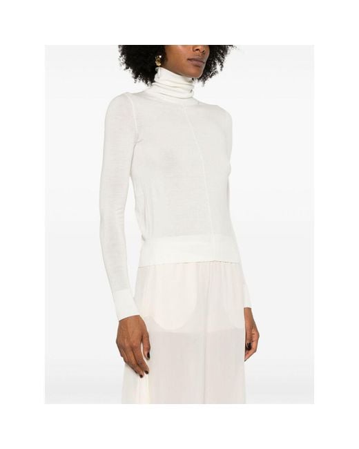 Chloé White Chloé Crewneck Long-Sleeve Top