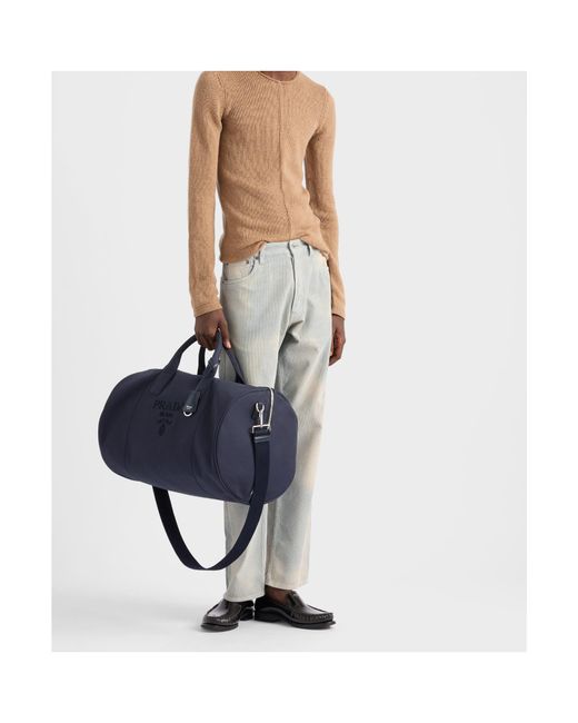 Prada Blue Canvas Duffle Bag for men