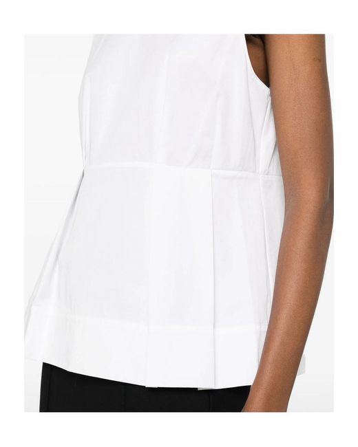 Vince White Sleeveless Zip-Back Top