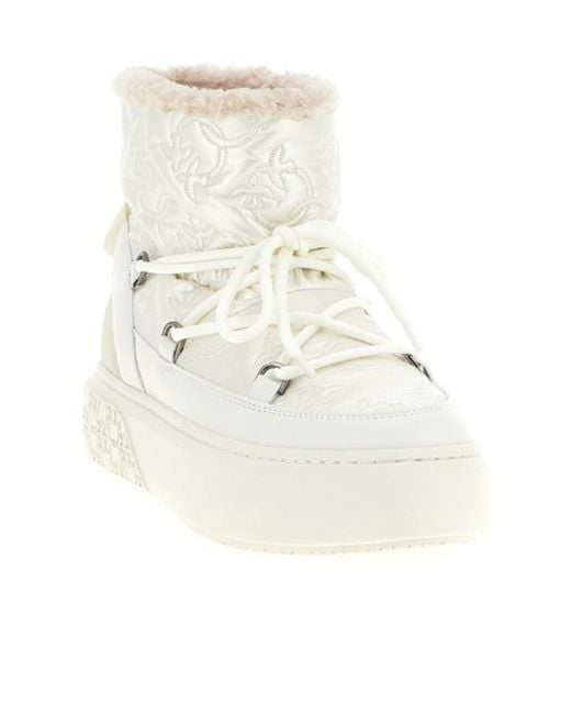 Pinko Natural Round Toe Quilted Ankle Boots