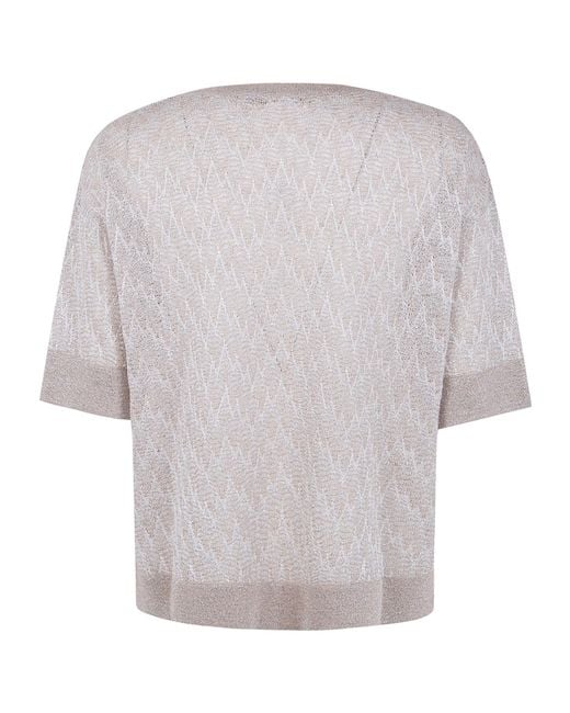 D.exterior Gray Short Sleeve Round Neck Sweater