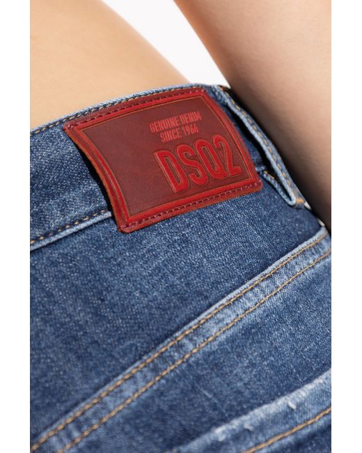 DSquared² Blue Logo Patch Flared Jeans