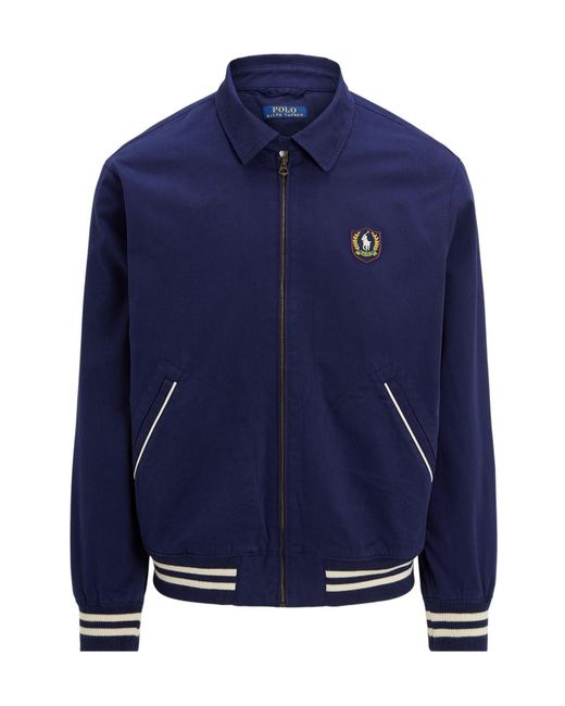 Polo Ralph Lauren Blue Solid Color Bomber Jacket for men