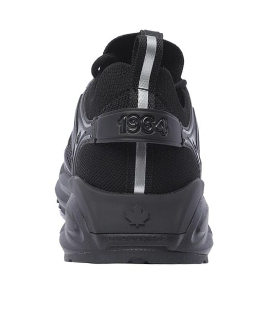 DSquared² Black Dash Panelled Mesh Lace-Up Sneakers for men