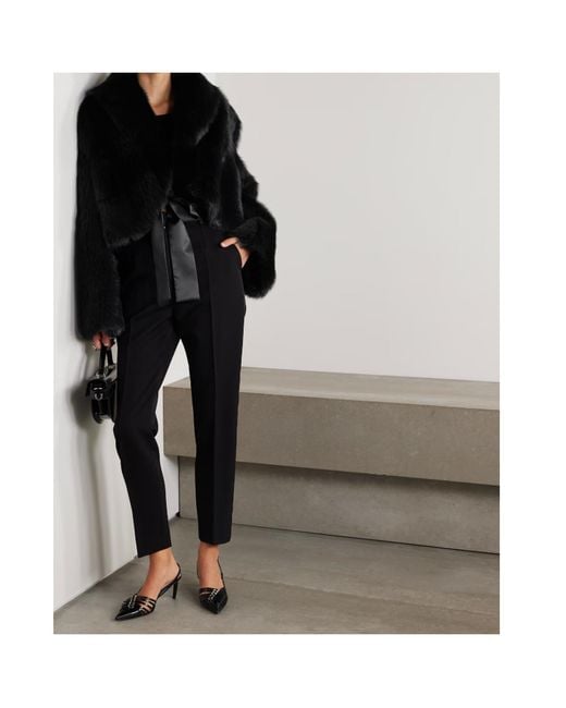 Dolce & Gabbana Black Belted Faux-Fur Jacket
