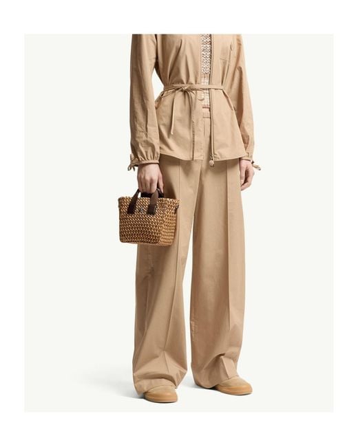 Moncler Brown Micro Caradoc Raffia Tote Bag